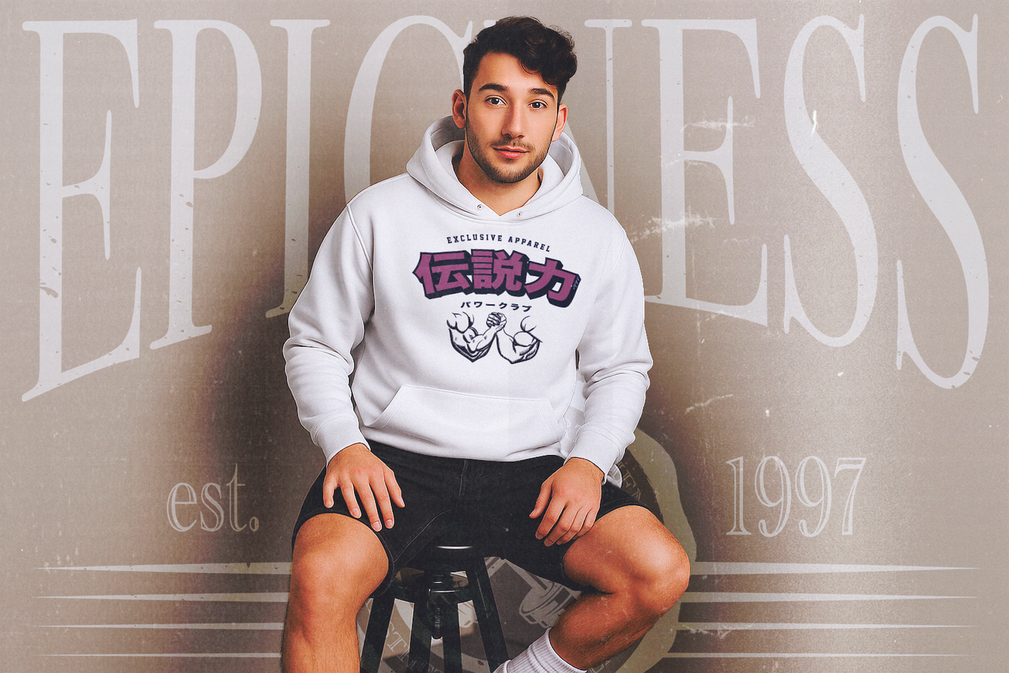 EPICNESS WHITE HOODIE - 伝説力