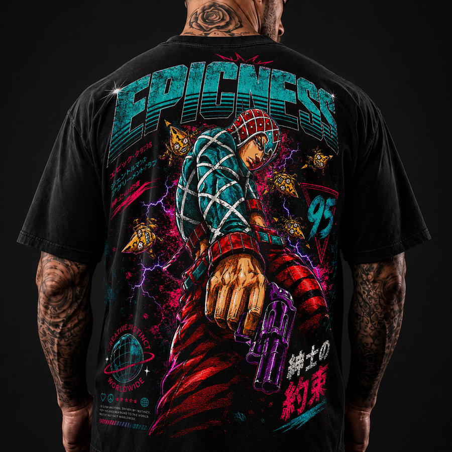 EPICNESS Purple Gun - dos t-shirt oversized noir