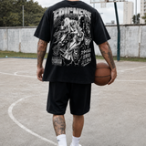 EPICNESS Silent Killa - t-shirt oversized noir porté sur terrain de basket