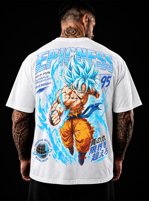 EPICNESS Blue Warrior - dos t-shirt oversized blanc