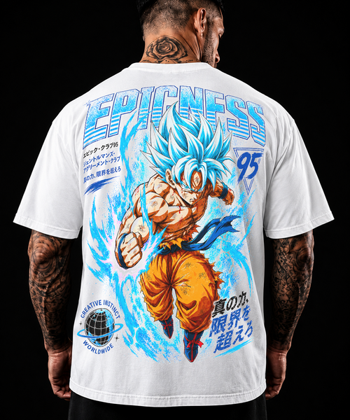 EPICNESS Blue Warrior - dos t-shirt oversized blanc