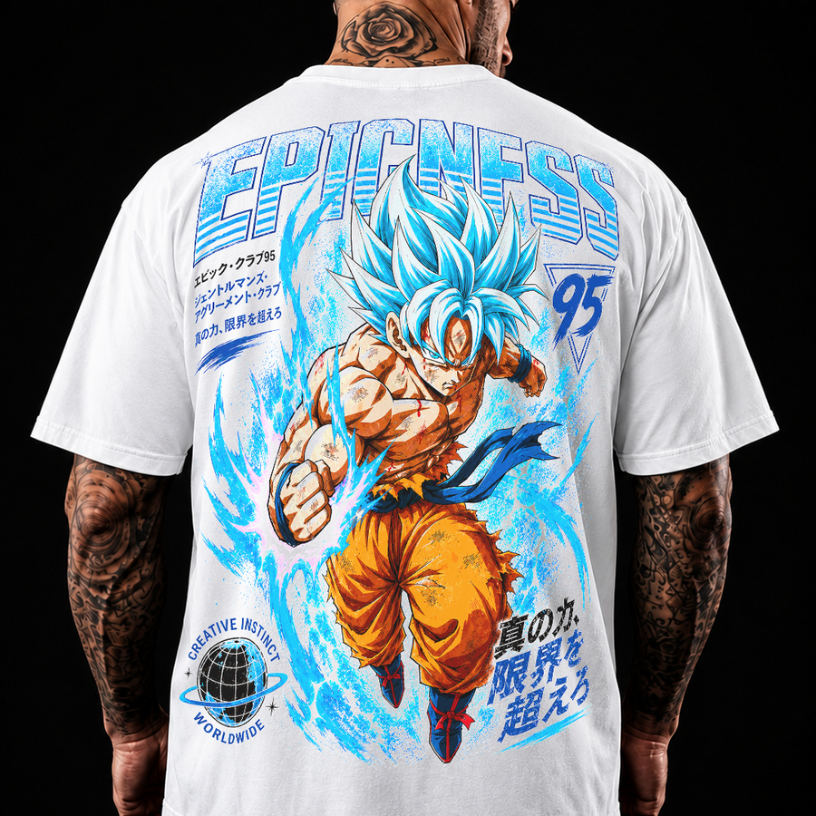 EPICNESS Blue Warrior - dos t-shirt oversized blanc
